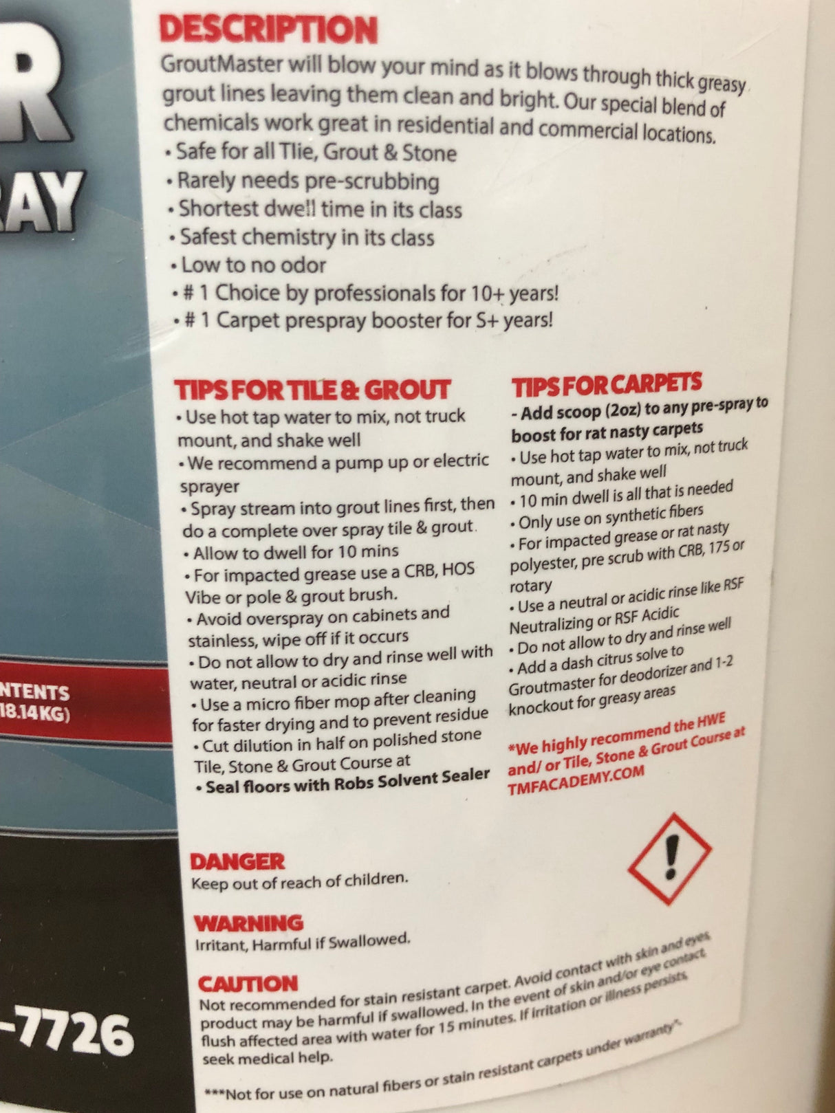 GroutMaster Pail - 5 Gallon Pail