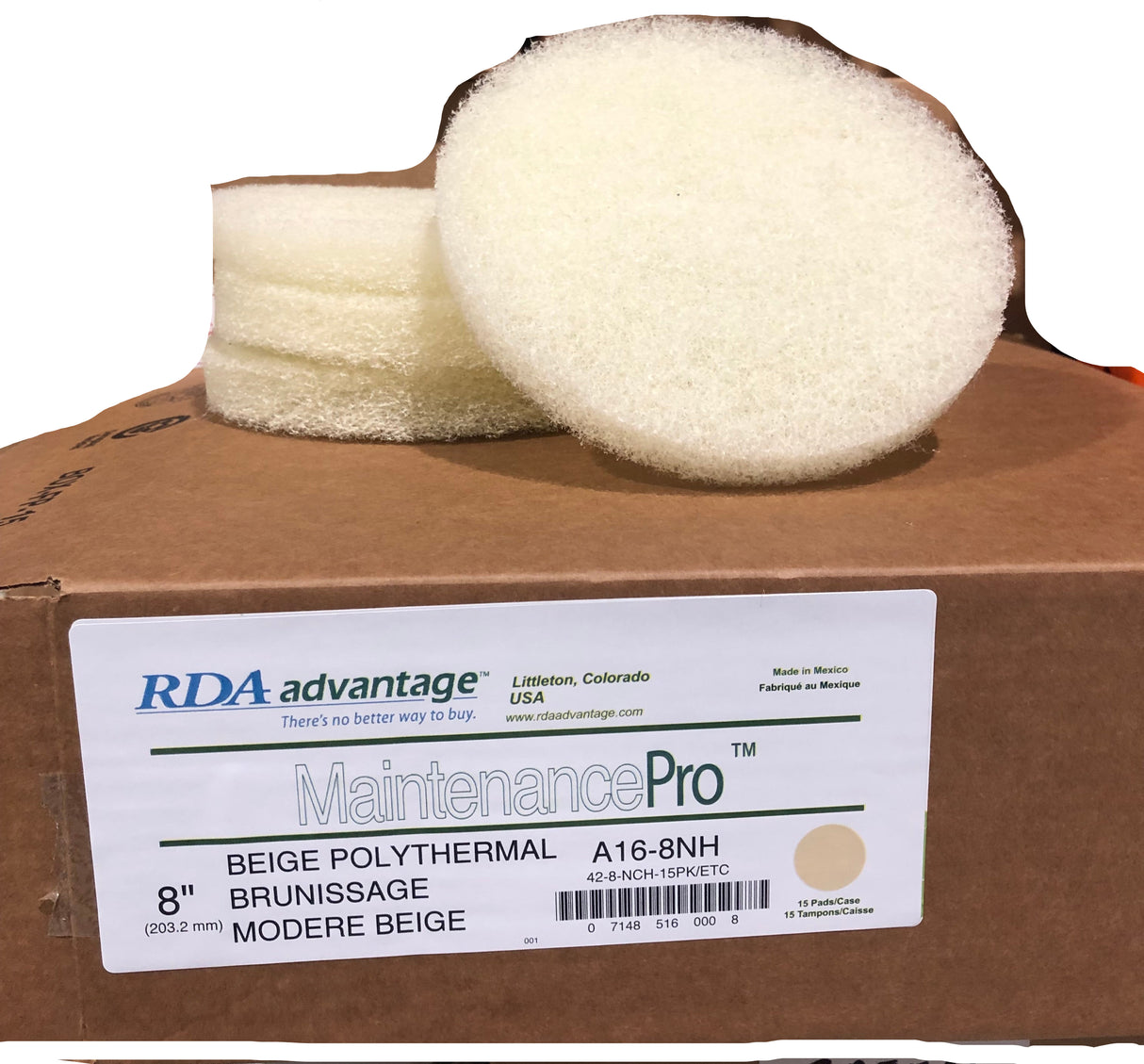 FiberPro 8" Beige Carpet Maintenance Pads