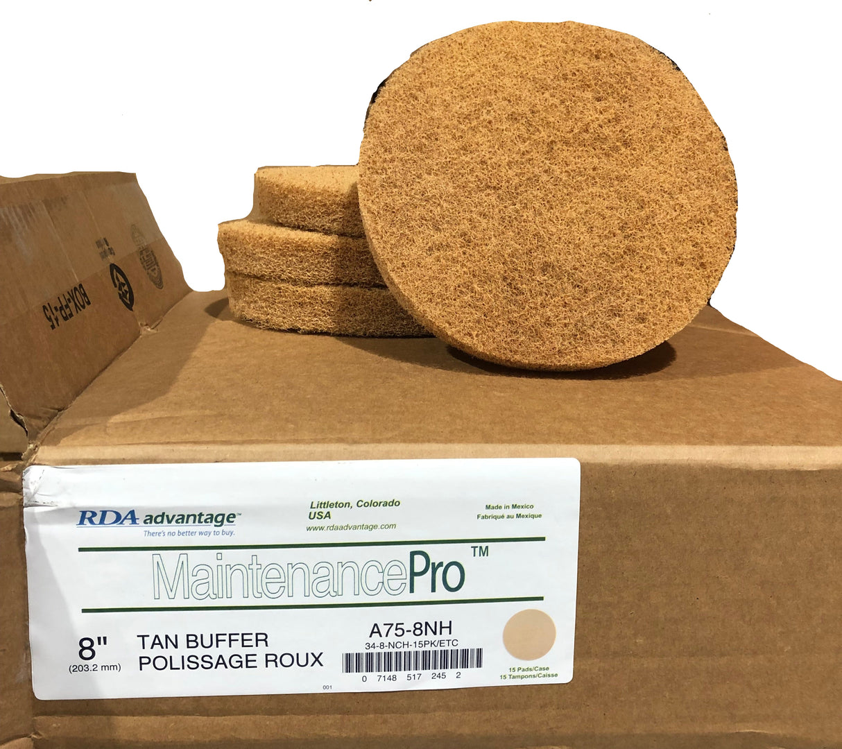 FiberPro 8" Tan Carpet Maintenance Pads 15/box