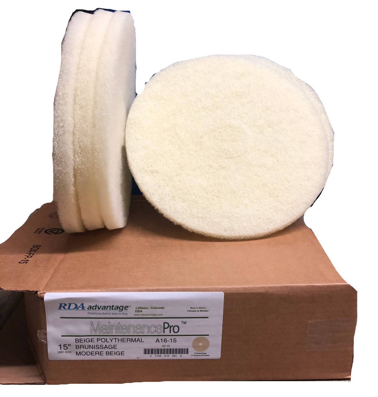 FiberPro 15" Beige Carpet Maintenance Pads 5/Box