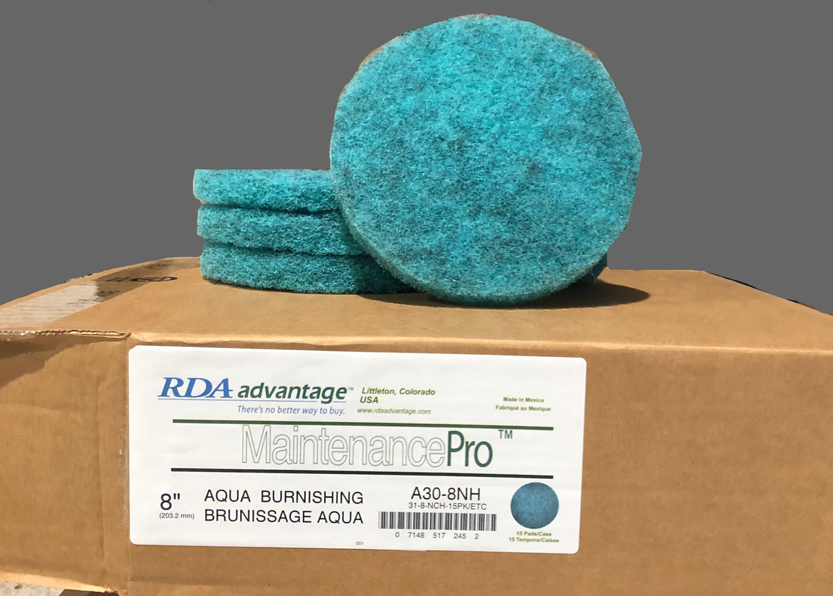 FiberPro 8" Aqua Carpet Maintenance Pads - 15/Box