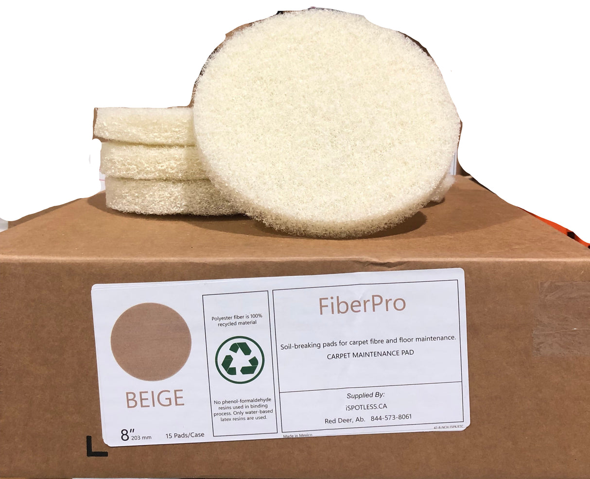 FiberPro 8" Beige Carpet Maintenance Pads